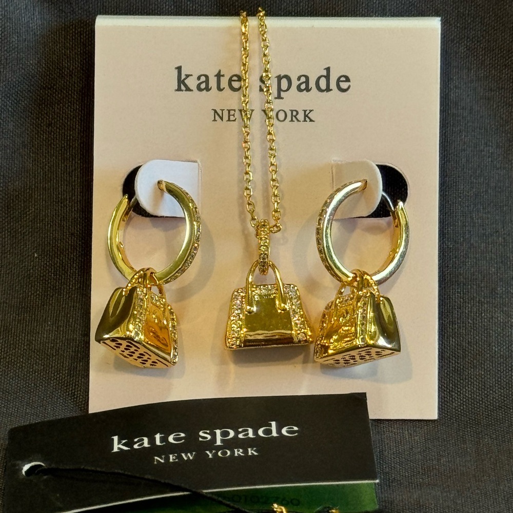 Kate Spade Gold Handbag Charm Jewelry Set NWT